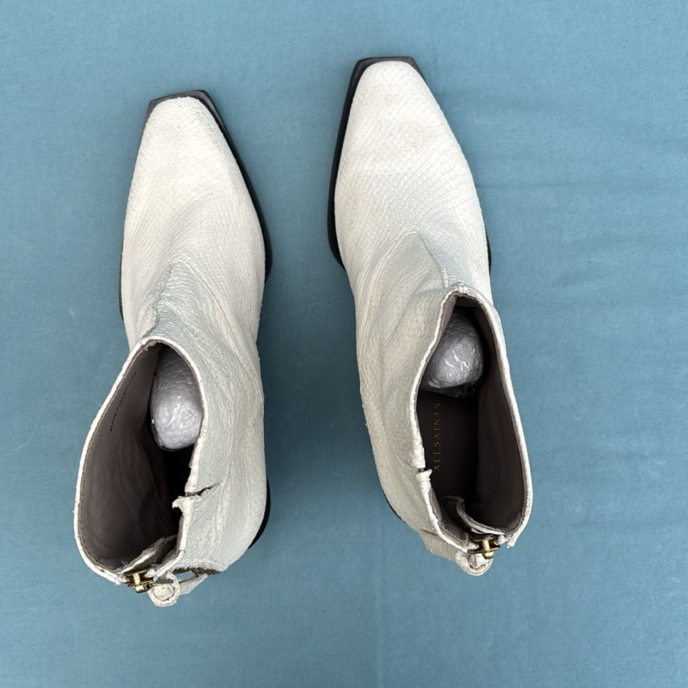 Like New - AllSaints Lenora white snake skin leather Boots sz EU 39 like new - Picture 5 of 9